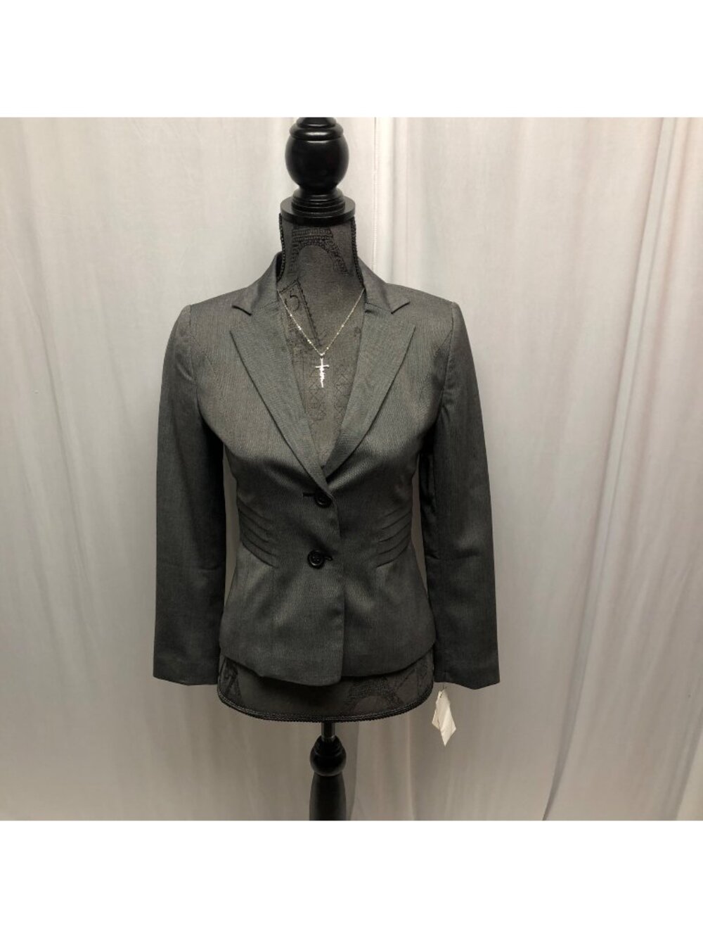 Halogen Blazer Womens Size 0P Charcoal White Career Office Tailored Jacket NEW